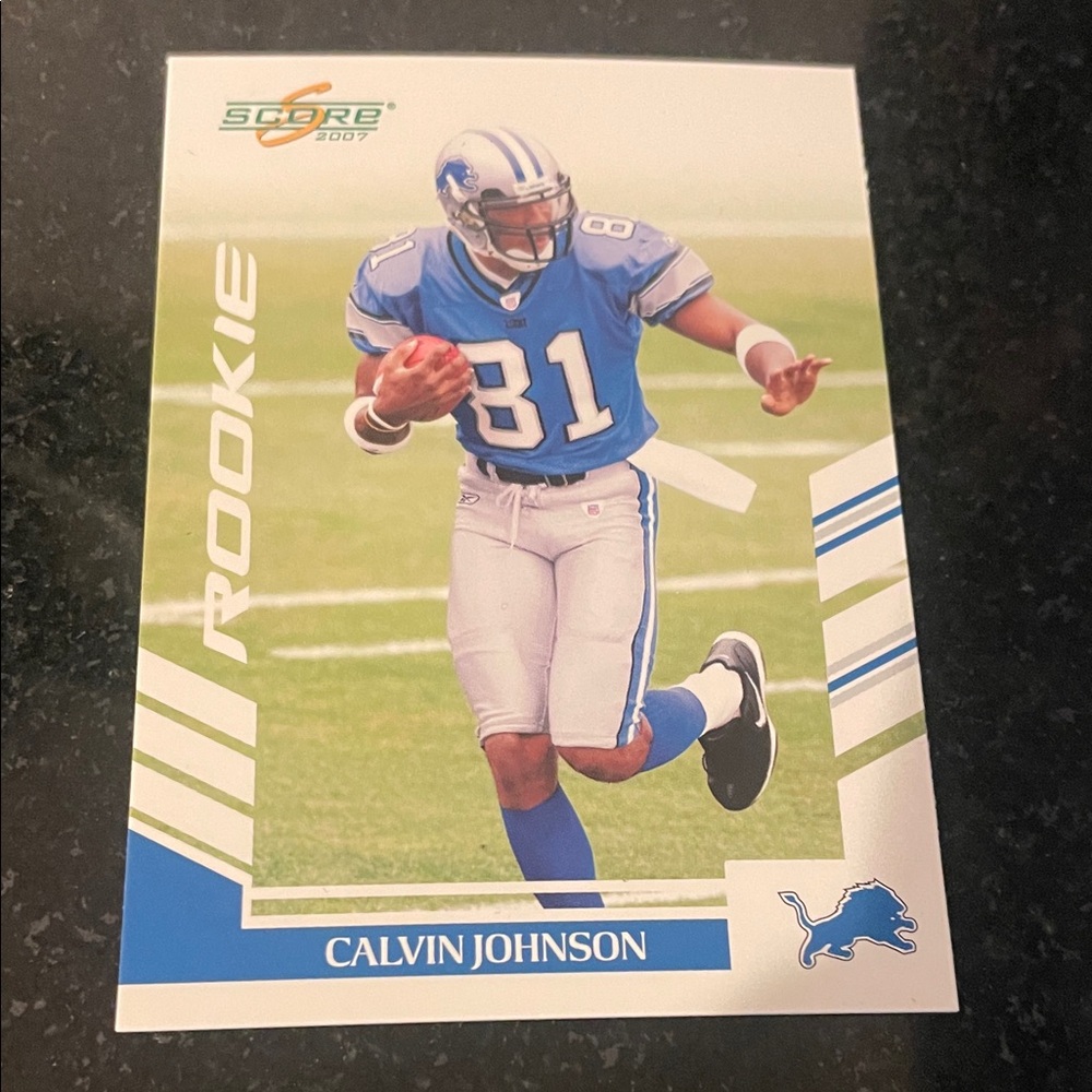 Calvin Johnson Detroit Lions Rookie Football Card - Blue/White